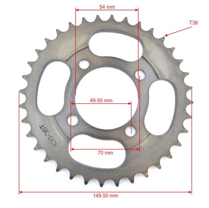 Aizmugurējais zobrats ATV 428 ķēdei 36 zobi