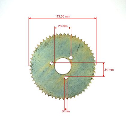 Aizmugurējais zobrats Mini Bike 25H 55 zobi