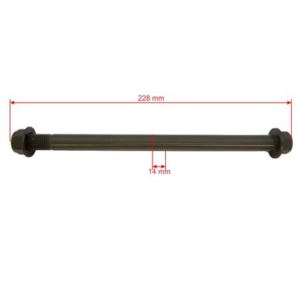 Mopēda aizmugurēja ass M14x228mm 