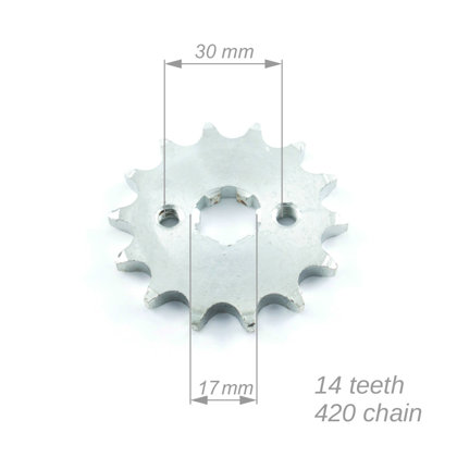 Priekšējais zobrats ATV 420 ķēdei ar 14 zobiem