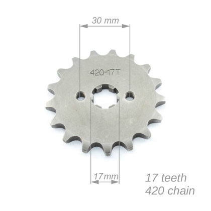 Priekšējais zobrats ATV 420 ķēdei ar 17 zobiem