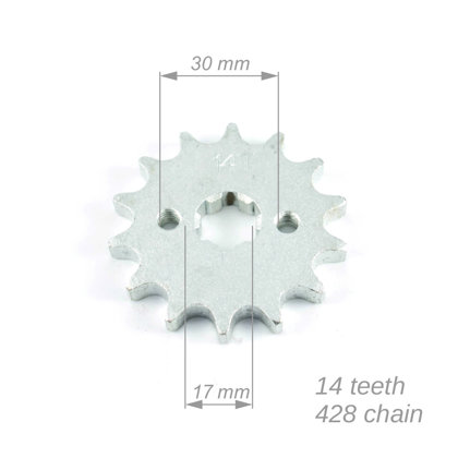 Priekšējais zobrats ATV 428 ķēdei ar 14 zobiem 