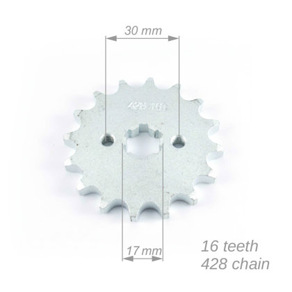 Priekšējais zobrats ATV 428 ķēdei ar 16 zobiem