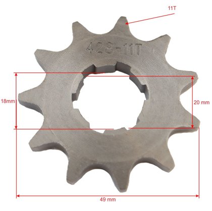 Priekšējais zobrats ATV 428 ķēdei ar 11 zobiem