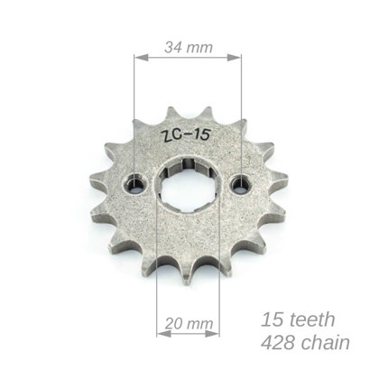 Priekšējais zobrats ATV 428 ķēdei ar 15 zobiem