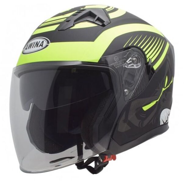 Moto ķivere OPEN FACE TYPE JK528 BLACK YELOW MATT