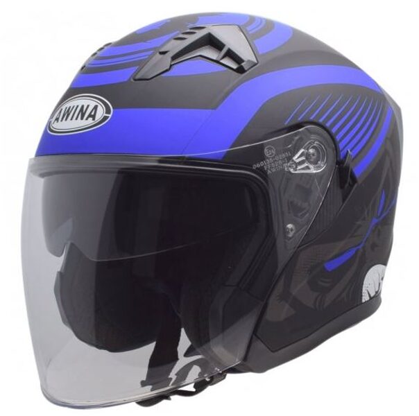 Moto ķivere OPEN FACE TYPE JK528 BLACK BLUE MATT