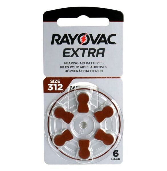 6 x Rayovac Extra 312 dzirdes aparāta baterijas