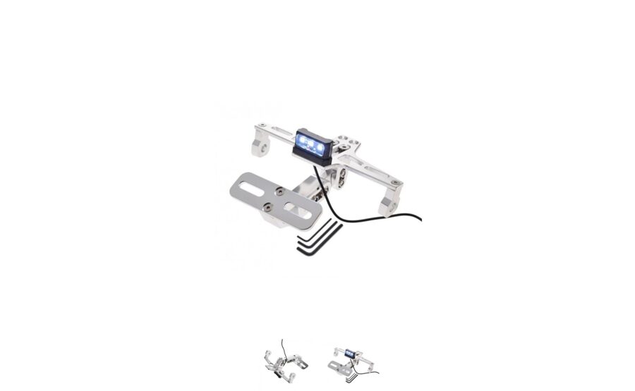 Universāls motocikla numurzīmes turētājs ar led apgaismojumu sudraba krāsa