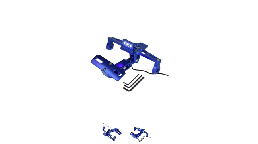 Universāls motocikla numurzīmes turētājs ar led apgaismojumu zila krāsa