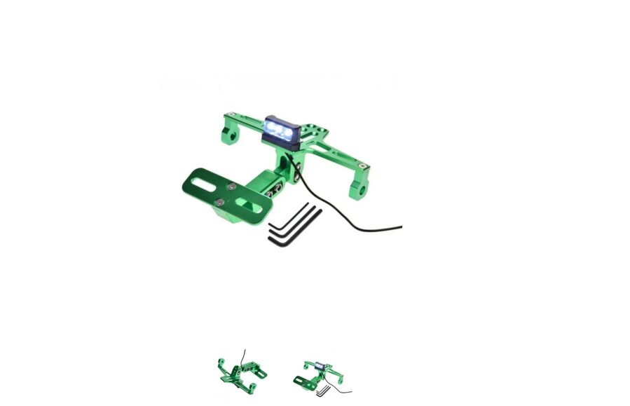 Universāls motocikla numurzīmes turētājs ar led apgaismojumu zaļa krāsa